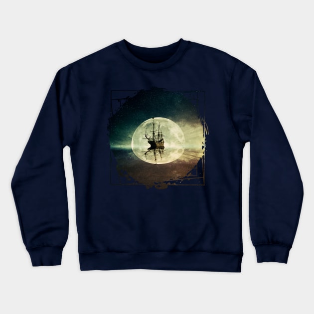 moonlight ship Crewneck Sweatshirt by psychoshadow